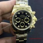 Fake Rolex Cosmograph Daytona Watch Gold Black Diamond